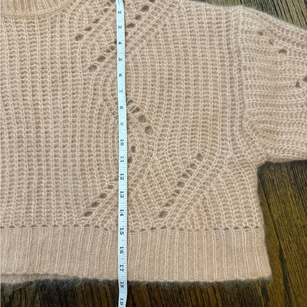 Anine Bing, Jordan Pointelle Mohair Blend Crop Sweater, Pink, Small - Picture 7 of 8